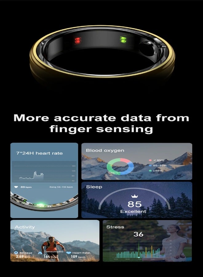 COLMI R06 Smart Ring with Charging Case for Men Women, Heart Rate and Oxygen Monitor IP68  5ATM Waterproof, Sport - Image 5