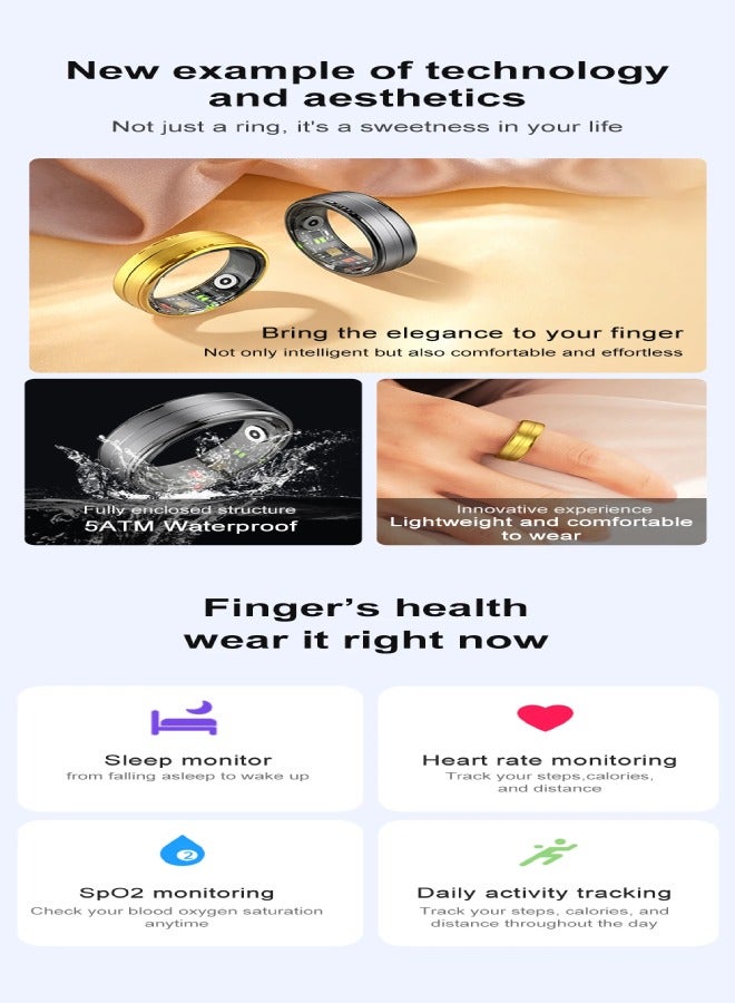 COLMI R06 Smart Ring with Charging Case for Men Women, Heart Rate and Oxygen Monitor IP68  5ATM Waterproof, Sport - Image 3