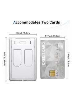 KASTWAVE Heavy-Duty Badge Holders Rigid Hard Plastic ID Access Vertical Badge Holder Dual 2 Sided ID Badge Holder Transparent Plastic Credit Card Protector ID Card Case(10 Pieces)  - Image 2