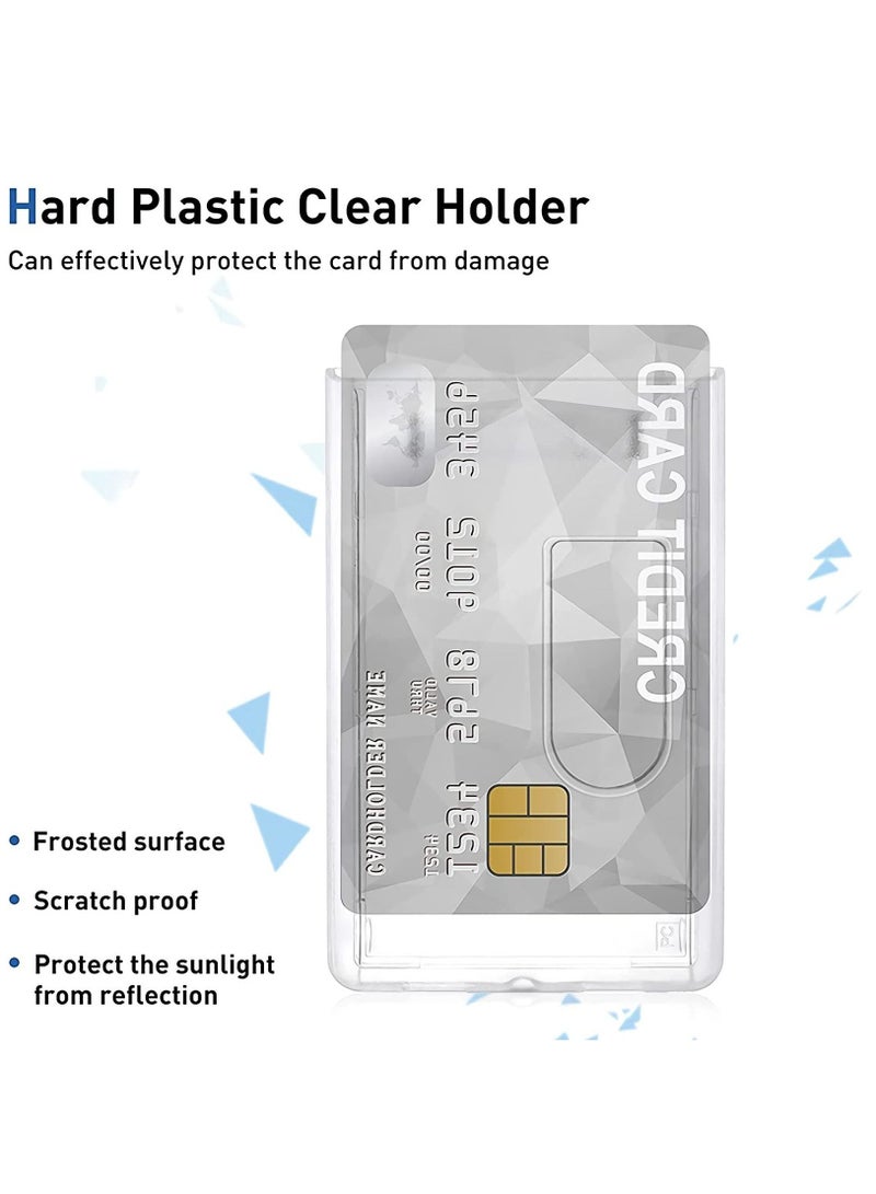 KASTWAVE Heavy-Duty Badge Holders Rigid Hard Plastic ID Access Vertical Badge Holder Dual 2 Sided ID Badge Holder Transparent Plastic Credit Card Protector ID Card Case(10 Pieces)  - Image 3