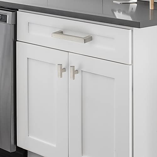 Ravinte Hardware 10 Pack Brushed Nickel Cabinet Pulls, 3.75 Inch (96 mm) Hole Center Cabinet Handles, Square Kitchen Hardware for Doors, Drawers & Cupboards, Silver Stainless Steel, 4.25 Inch Overall Length - Image 5