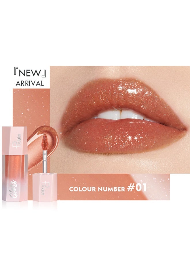 pudaier Ultra Glossy Lip Gloss Diamond Matte Lip Oil Gloss Glitter Metallic Liquid Lipstick Glitter Shimmer Lip Glaze Shimmery Finish High Pigment Long Lasting Lip Gloss Tint Makeup #01 - Image 2