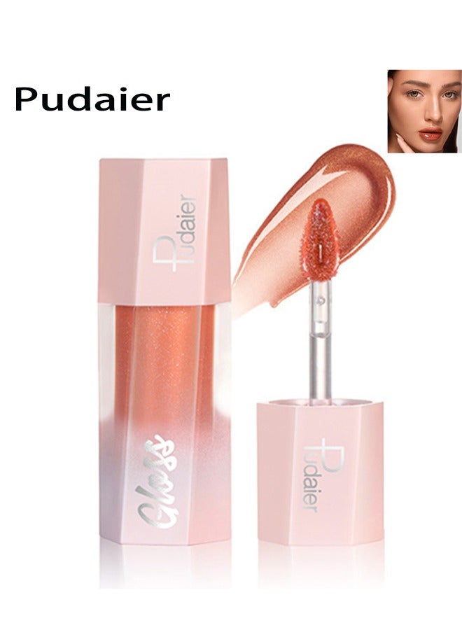 pudaier Ultra Glossy Lip Gloss Diamond Matte Lip Oil Gloss Glitter Metallic Liquid Lipstick Glitter Shimmer Lip Glaze Shimmery Finish High Pigment Long Lasting Lip Gloss Tint Makeup #01 - Image 1