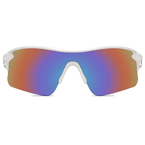 Dark Wost Sports Non-Polarized Sunglasses Men & Women UV400 Protection Cricket Goggles Cycling Riding Bike Recing Mountaining UV Sunlight Protection (WHITE) (Large) - Image 2