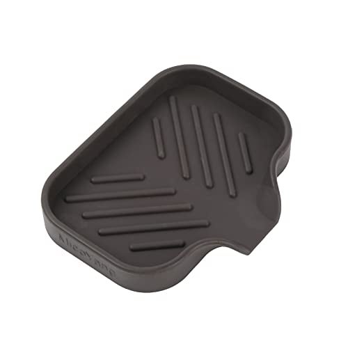 MicoYang Silicone Bathroom Soap Dishes with Drain Spout-Bathroom and Kitchen Sink Organizer,Sponge Holder,Dish Soap Tray,Perfect for Dispenser,Scrubber,Bottle,Cup on Sink or Counter-Coffee 4.9"×3.2" - Image 1