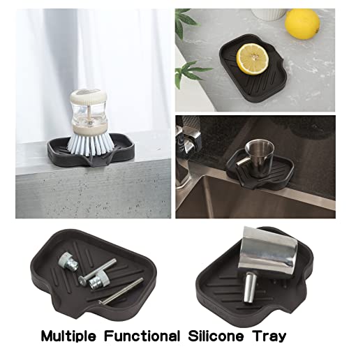 MicoYang Silicone Bathroom Soap Dishes with Drain Spout-Bathroom and Kitchen Sink Organizer,Sponge Holder,Dish Soap Tray,Perfect for Dispenser,Scrubber,Bottle,Cup on Sink or Counter-Coffee 4.9"×3.2" - Image 5