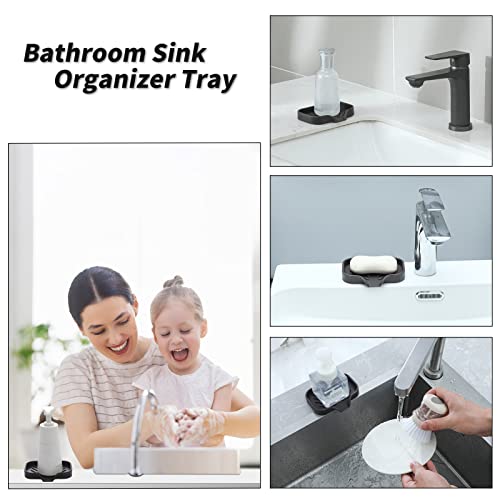 MicoYang Silicone Bathroom Soap Dishes with Drain Spout-Bathroom and Kitchen Sink Organizer,Sponge Holder,Dish Soap Tray,Perfect for Dispenser,Scrubber,Bottle,Cup on Sink or Counter-Coffee 4.9"×3.2" - Image 3