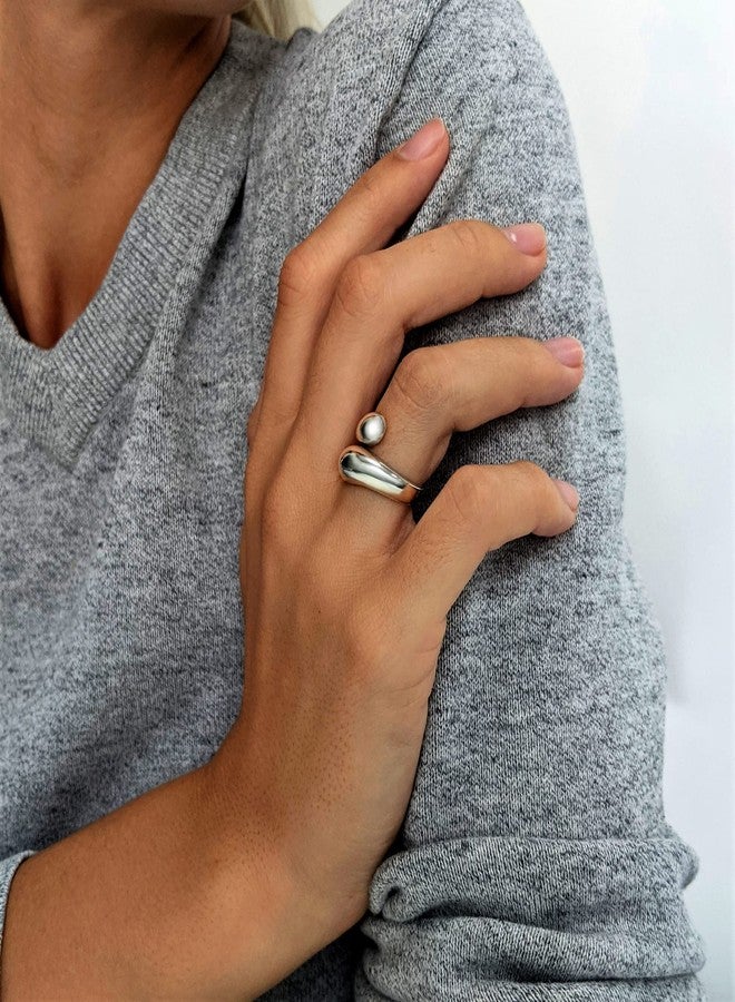 Silverly 925 Sterling Silver Rings for Women - Polished Teardrop Wrap Ring - Chunky Promise Ring - Classic Wraparound Rings - Elegant Statement Jewelry - Image 5