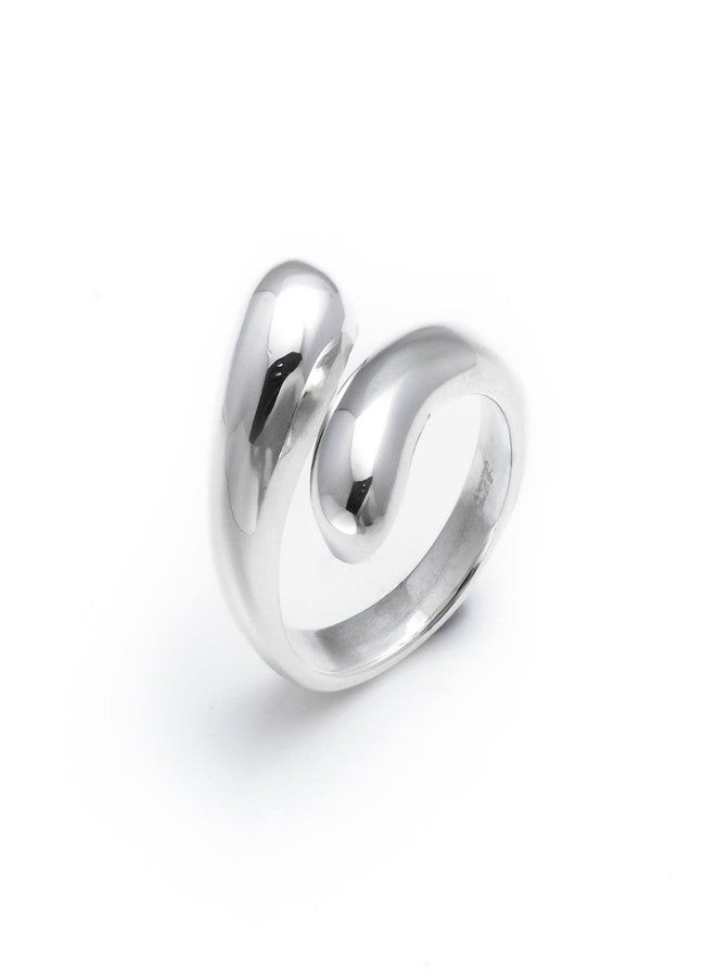 Silverly 925 Sterling Silver Rings for Women - Polished Teardrop Wrap Ring - Chunky Promise Ring - Classic Wraparound Rings - Elegant Statement Jewelry - Image 1