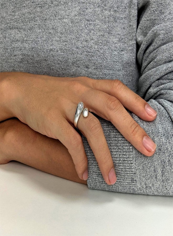 Silverly 925 Sterling Silver Rings for Women - Polished Teardrop Wrap Ring - Chunky Promise Ring - Classic Wraparound Rings - Elegant Statement Jewelry - Image 4