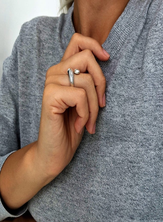 Silverly 925 Sterling Silver Rings for Women - Polished Teardrop Wrap Ring - Chunky Promise Ring - Classic Wraparound Rings - Elegant Statement Jewelry - Image 3