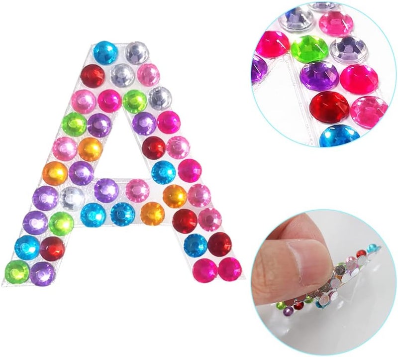 findTop 200pcs Rhinestone Letters Stickers findTop Multicolor Gem Border Sticker Self Adhesive for Grad Cap Decorations Clothing Iron Wall Water Cup Backpack Mobile Phone and Other Decorations  - Image 4