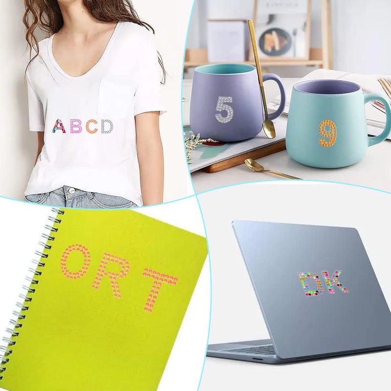 findTop 200pcs Rhinestone Letters Stickers findTop Multicolor Gem Border Sticker Self Adhesive for Grad Cap Decorations Clothing Iron Wall Water Cup Backpack Mobile Phone and Other Decorations  - Image 3