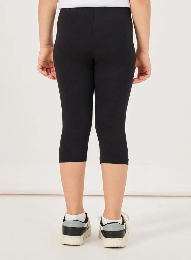 Styli Elastic Waistband Basic Capri Length Leggings