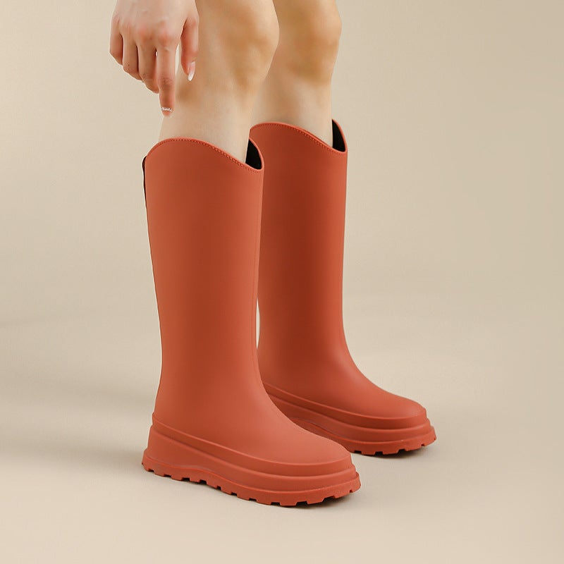 Fashion Rain Boots Women'S Outdoor Wear All-Match Thick-Soled High-Barreled Rain Boots Outdoor Car Washing Waterproof Shoes Kitchen Non-Slip Rubber Shoes - Image 4