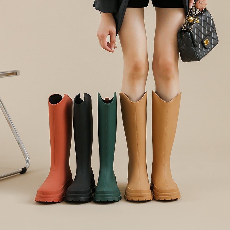 Fashion Rain Boots Women'S Outdoor Wear All-Match Thick-Soled High-Barreled Rain Boots Outdoor Car Washing Waterproof Shoes Kitchen Non-Slip Rubber Shoes - Image 2