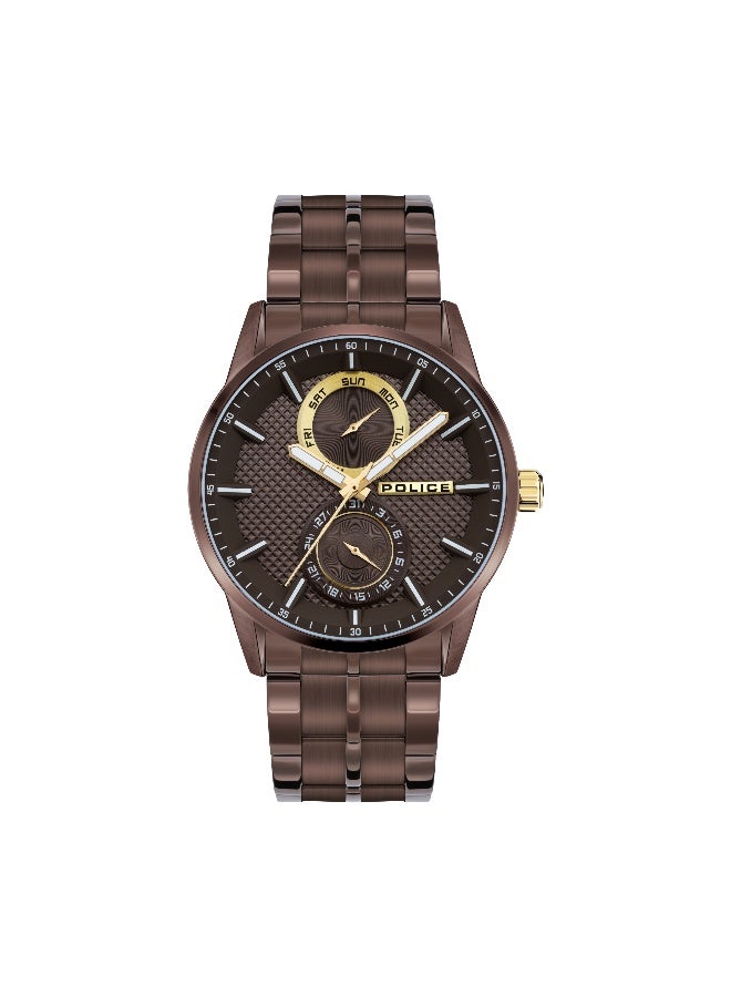 POLICE Men Branson Brown Stainless Steel Bracelet Multifunction Watch for Men, 45mm - Image 1