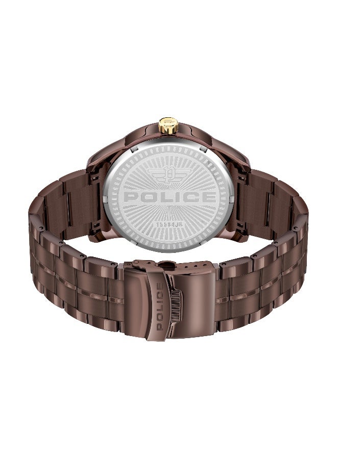 POLICE Men Branson Brown Stainless Steel Bracelet Multifunction Watch for Men, 45mm - Image 3