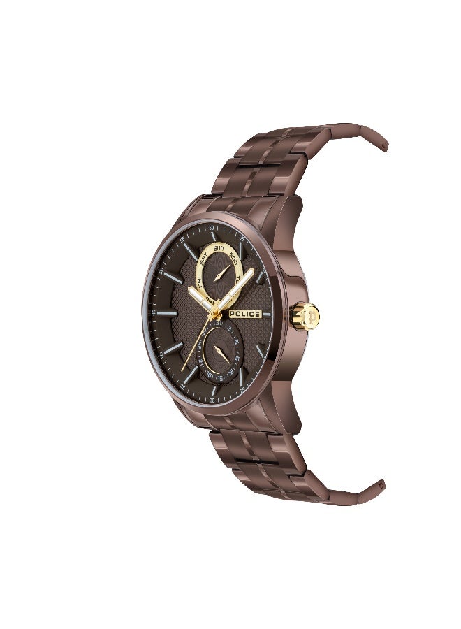 POLICE Men Branson Brown Stainless Steel Bracelet Multifunction Watch for Men, 45mm - Image 2