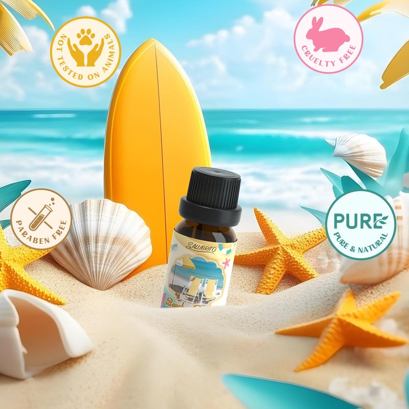 SALUBRITO Beach Fragrance Oils Set, Summer Essential Oils for Diffuser, Candle, Soap Making, Beachy Breeze, Sea Salt, Pink Island, Ocean Air, Island Time, Mint Mojito Scented Oil - Image 2
