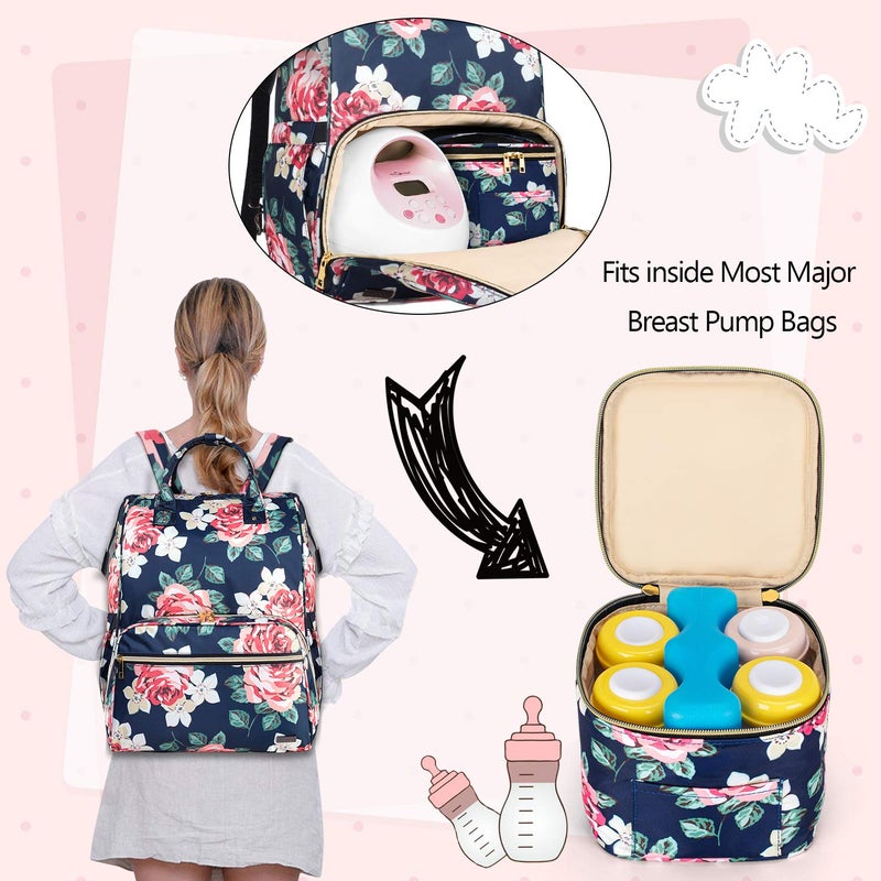 Teamoy Breastmilk Cooler - Bottle Bag for 4 Large 5 Oz Bottles, Perfect for Working Moms, Peony - Image 3