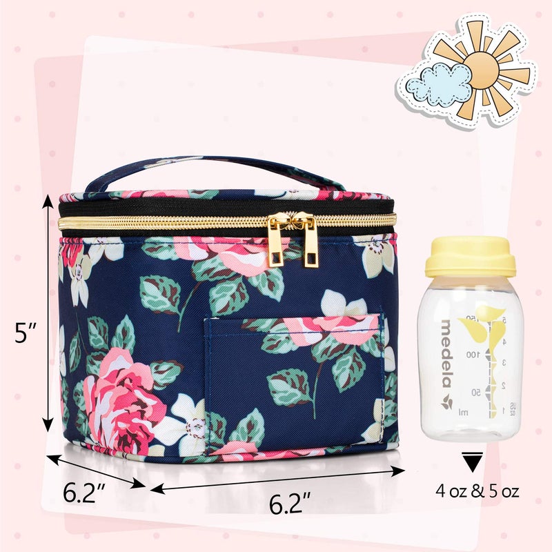 Teamoy Breastmilk Cooler - Bottle Bag for 4 Large 5 Oz Bottles, Perfect for Working Moms, Peony - Image 5