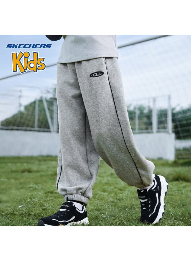 Skechers Boys' Sports Pants Winter Children's Sweatpants Casual Pants Rainy Gray Size 120 - Image 1