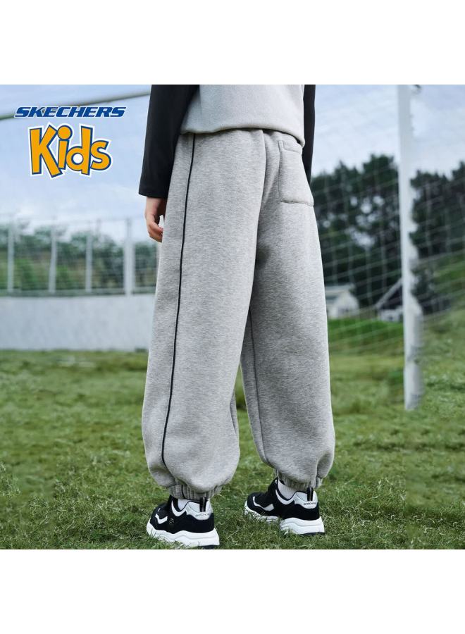Skechers Boys' Sports Pants Winter Children's Sweatpants Casual Pants Rainy Gray Size 120 - Image 4