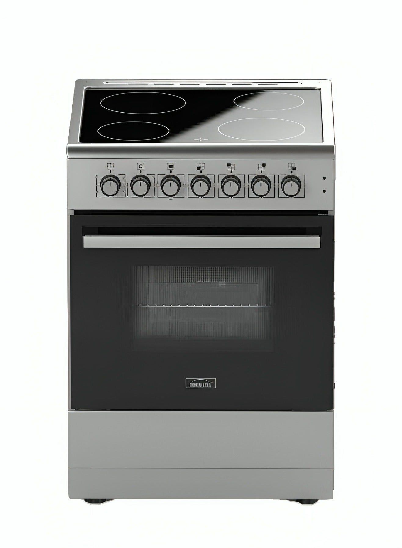 Generaltec 60x60 Electric Cooker 4 Burners Ceramic Top With Oven Made In Turkey Silver with Turbo Fan, Model GCVT660C-1 Year Full Warranty