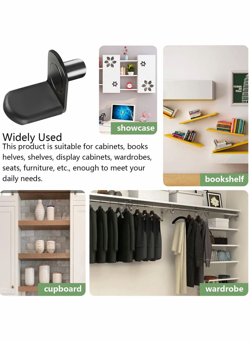 Zikra L-Shelf Support Pegs, Plated Steel 1/4" L-Shaped Bracket Style Cabinet Shelf Support Pegs with Rubber Sleeve, for Kitchens Support and Shelves (Black-50pcs) - Image 5