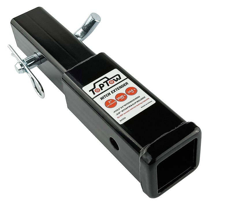 TOPTOW Hitch Extender Fits for 2 inch Receiver 7 inch Extension Length with 58 inch Hitch Pin