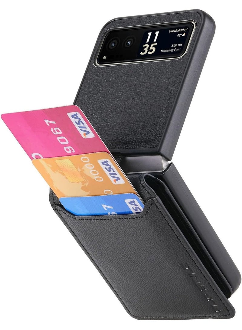 Wallet Case Compatible with Motorola Razr 2023, PU Leather Protective Phone Case Kickstand Full Coverage Pocket Ring Case, Compatible for Motorola Razr 2023 Case - Image 4