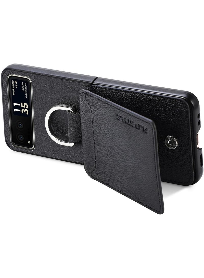 Wallet Case Compatible with Motorola Razr 2023, PU Leather Protective Phone Case Kickstand Full Coverage Pocket Ring Case, Compatible for Motorola Razr 2023 Case - Image 5