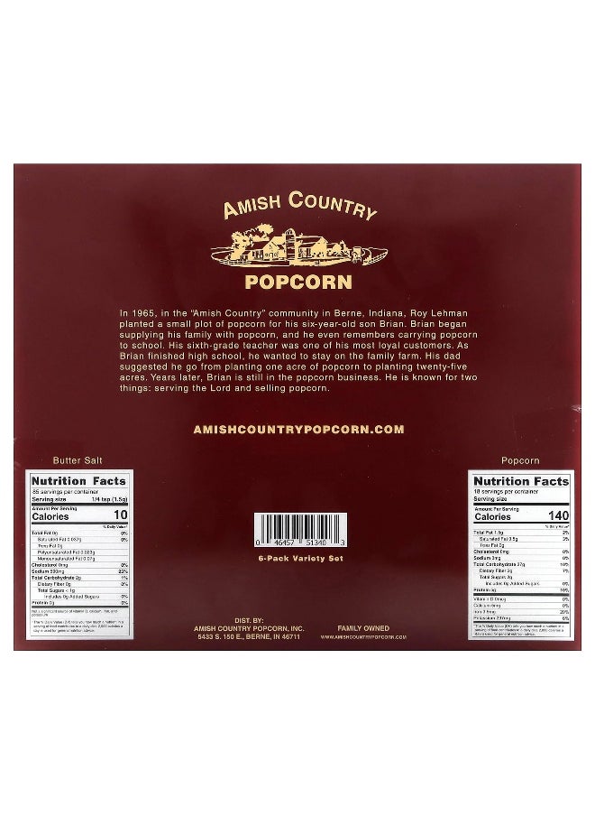 Amish Country Popcorn - Amish Country Popcorn, Variety Set Popcorn with Shaker of Flavored Salt, 7 Pieces - Image 1