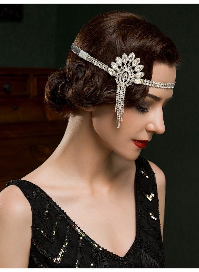 SWEETV Weetv 1920S Headpiece For Women Rhinestone Roaring 20S Great Gatsby Headband Art Deco Hair Accessories  - Image 3