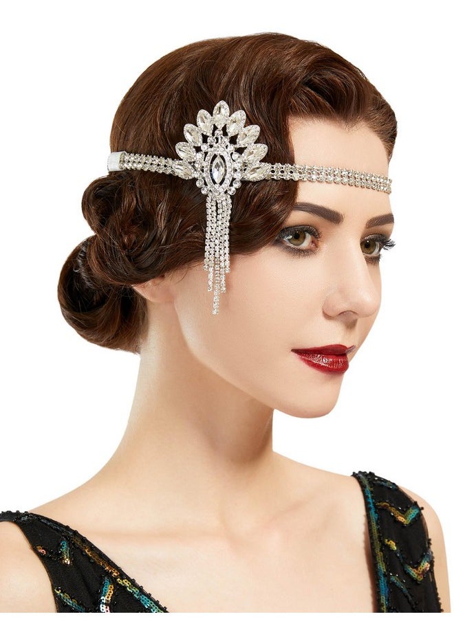 SWEETV Weetv 1920S Headpiece For Women Rhinestone Roaring 20S Great Gatsby Headband Art Deco Hair Accessories  - Image 2