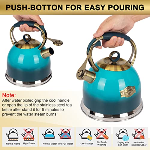 LUXGRACE Tea Kettle -3.0 Quart Tea Kettles Stovetop Whistling Teapot Stainless Steel Tea Pots for Stove Top Whistle Tea Pot - Image 5