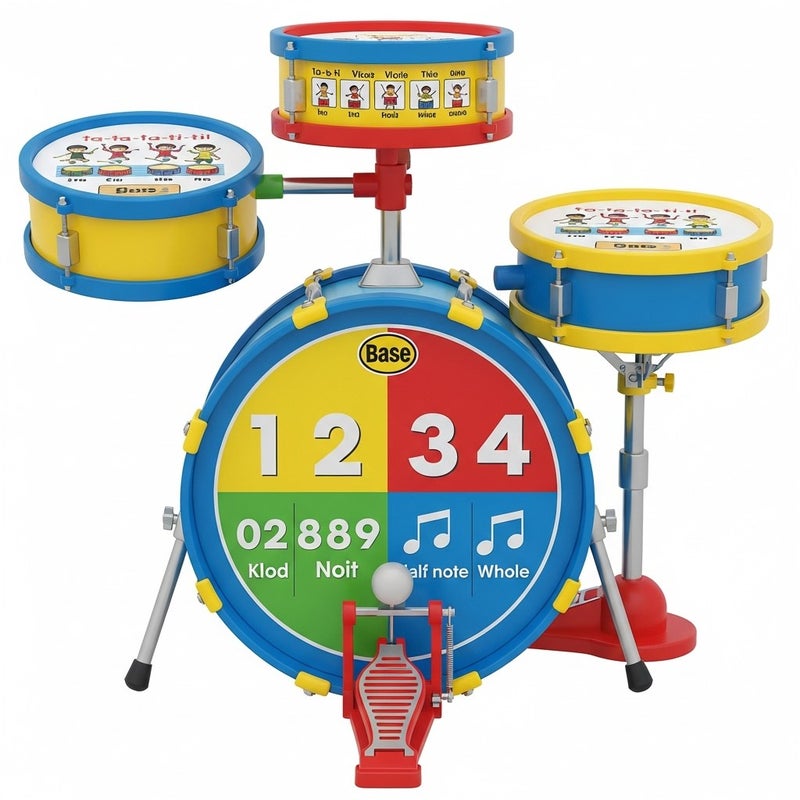 general Kids Educational Musical Drum Set Toy with 3 Drums and Sound Keyboard for Toddlers - Image 3