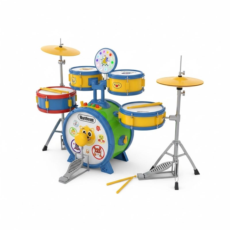 general Kids Educational Musical Drum Set Toy with 3 Drums and Sound Keyboard for Toddlers - Image 1