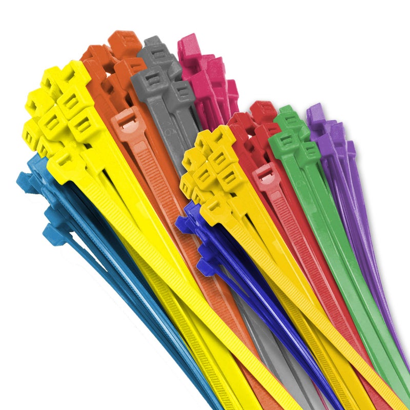Electriduct Nylon Cable Ties - 11"" Self-Locking Zip Ties Multi Color: (Blue Red Green Yellow Fuchsia Orange Gray Purple) - 500 Pieces