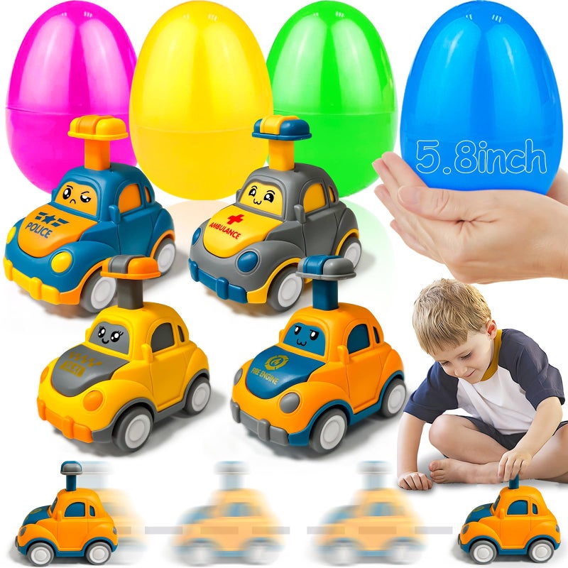 AMENON Jumbo 4 Pack 58 Inch Easter Eggs Filled with Press and Go Car Easter Toys Surprise Eggs for Kids Boys Toddlers Easter Basket Essential Stuffers Filled Easter Eggs with Toys for Party Favors Gifts - Image 3