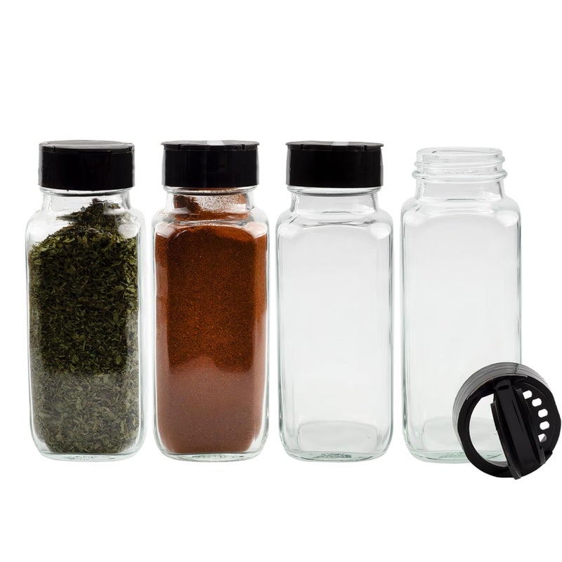 Cornucopia Brands French Square Spice Jars, Spice Shaker/Pourer with Lid (4 Pack); 1-Cup / 8 Fluid Ounce Capacity, Great for Spices, Herbs, Seasonings and More - Image 1