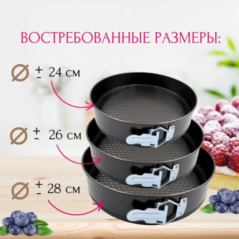 Round Baking Pans: 3-Piece Grey Metal Set With High-Quality Non-Stick Coating - Removable Secure Latch Design For Effortless Dish Removal, Compact Space-Saving Storage For Home Kitchen - Image 3
