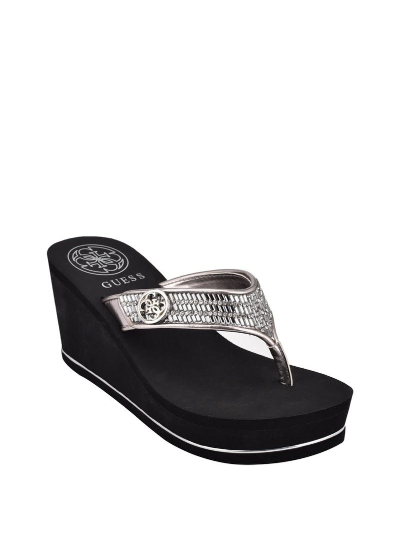 GUESS Womens Sarraly Flip-Flop, Pewter 179, 7 US - Image 5