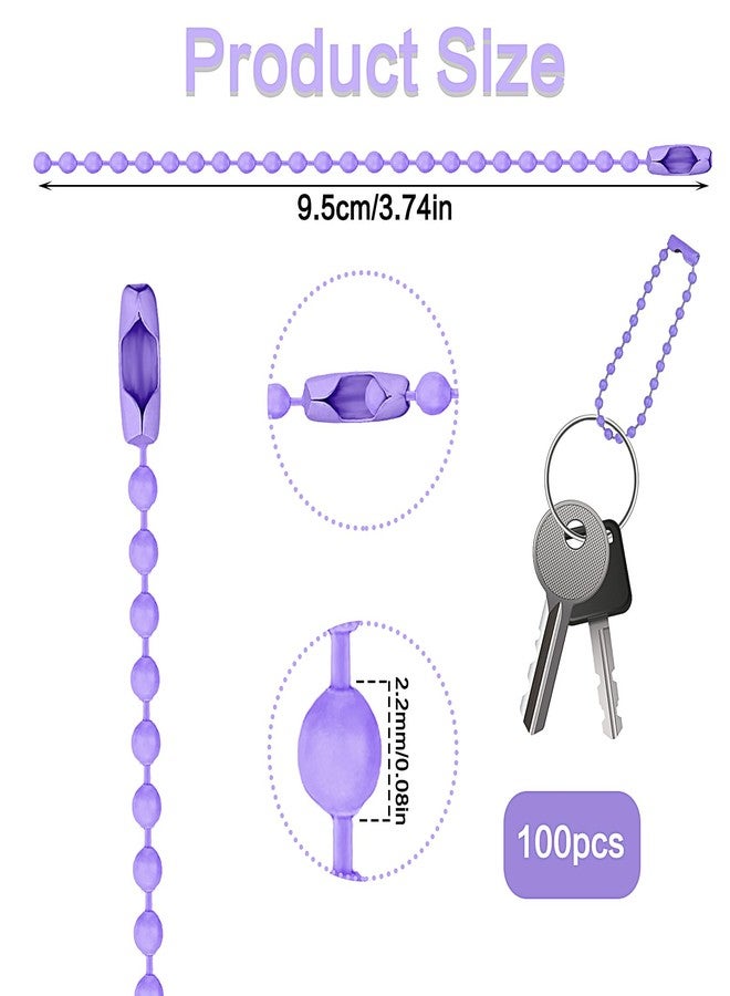 Prasacco 100 Pcs Ball Chain Key Chain Rings Metal Beaded Keychain with Connector Dog Tag Chain Keychain Chains for Jewelry Making Hanging Christmas Decoration (Mixed Color) - Image 2