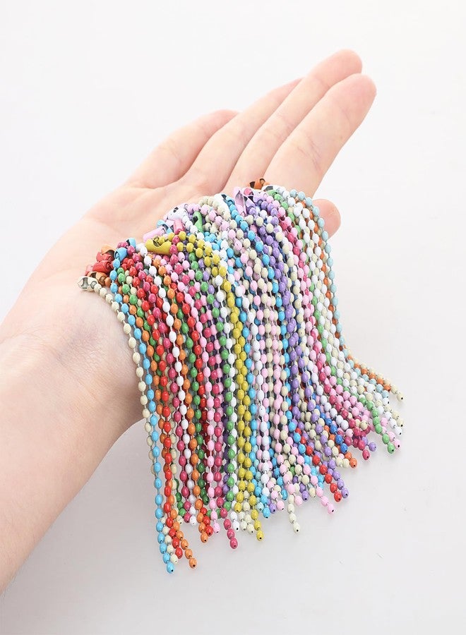 Prasacco 100 Pcs Ball Chain Key Chain Rings Metal Beaded Keychain with Connector Dog Tag Chain Keychain Chains for Jewelry Making Hanging Christmas Decoration (Mixed Color) - Image 3