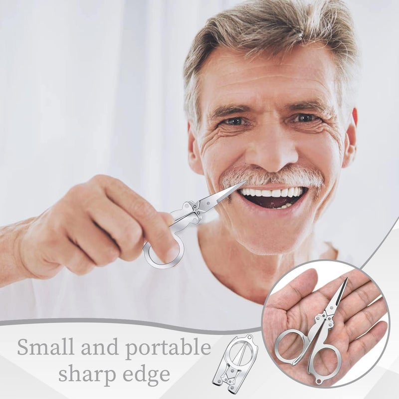 SUMAJU Folding Scissors, 4Pcs Stainless Steel Small Scissors Pocket Portable Foldable Travel Scissors Tiny Mini Craft Cutter - Image 4