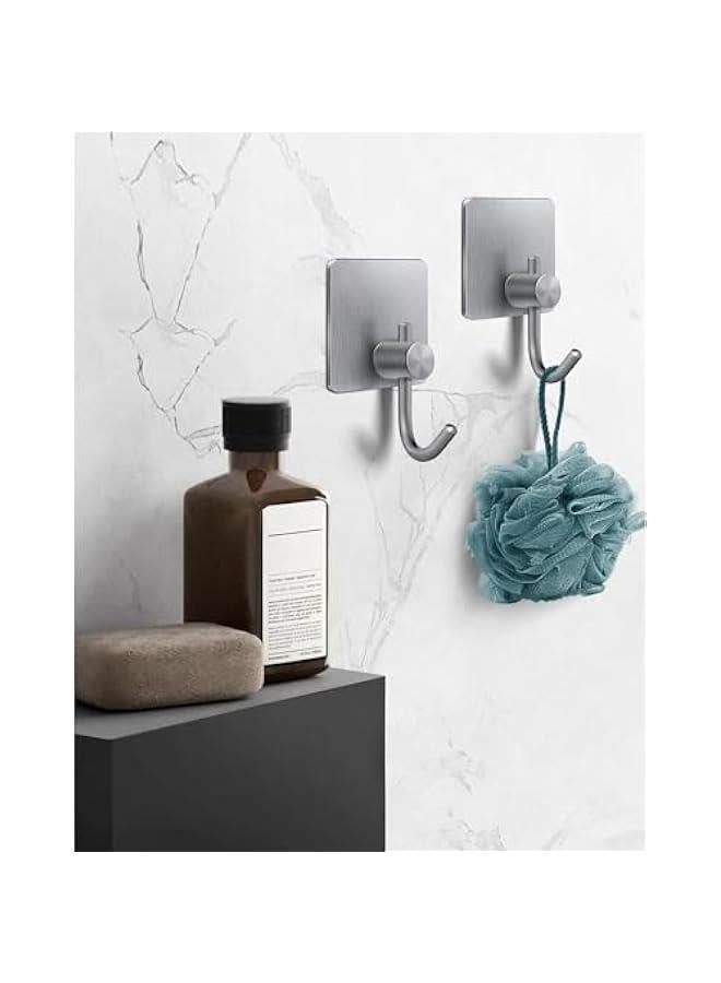 بي دبليو اس جاي 6 قطع م خطافات الحائط اللاصقة م الميكاكوز، حامل لاصق شديد التحمل مقاوم للماء ل المعاطف والقعات والمفاتيح والملاس، خطاف خزاة يثت على الحائط للمطخ والحمام والمكت فضي) - Image 3