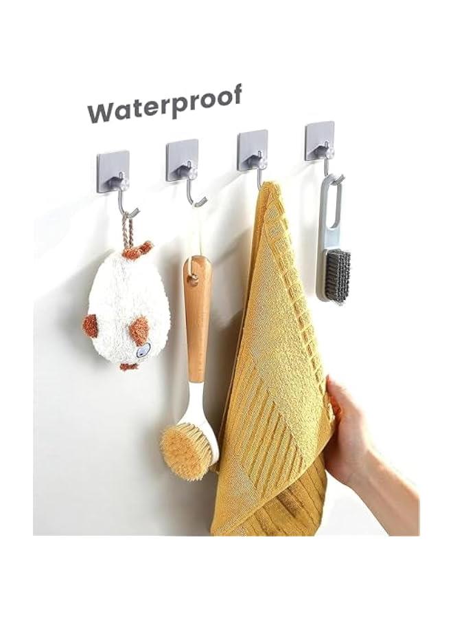 بي دبليو اس جاي 6 قطع م خطافات الحائط اللاصقة م الميكاكوز، حامل لاصق شديد التحمل مقاوم للماء ل المعاطف والقعات والمفاتيح والملاس، خطاف خزاة يثت على الحائط للمطخ والحمام والمكت فضي) - Image 4