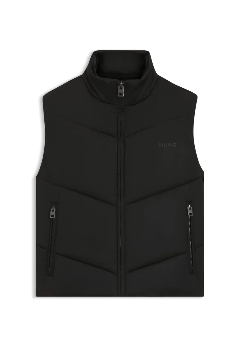 HUGO Black Water-repellent gilet with tonal logo for Men | Best Price UAE